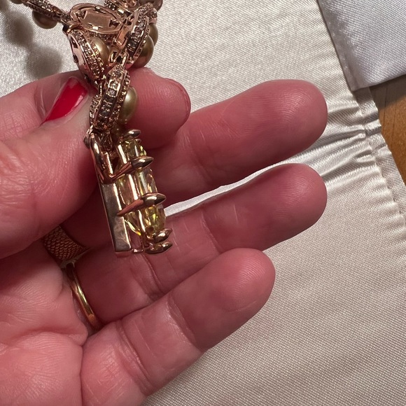 Eddie Borgo Estate Rose Gold Cultured Pearl Pyramid Spike Brass Necklace J Crew - Picture 12 of 15